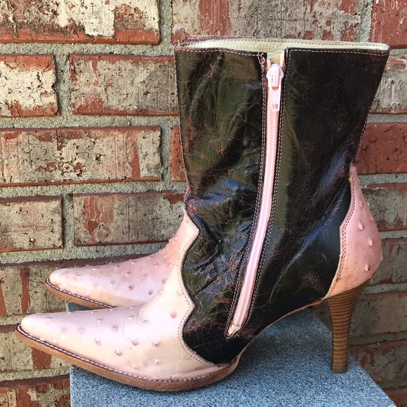 🚨B2G1 CAMILA Deep Berry Roses Pink Leather Pointy Toe Ankle Heeled Boots - Picture 3 of 15